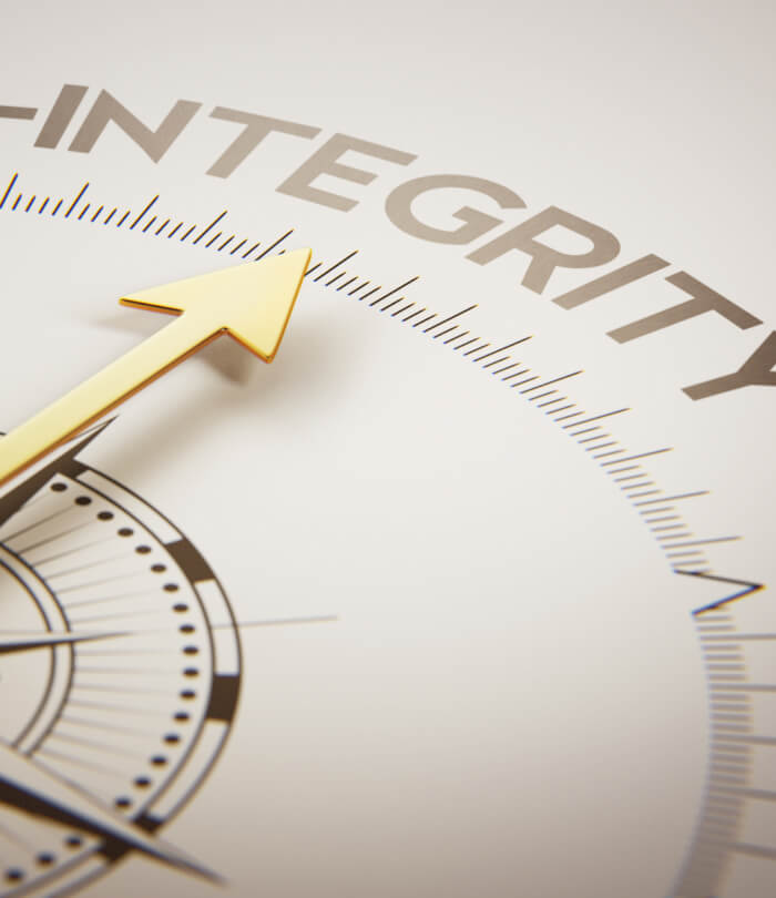 Golden integrity compass concept
